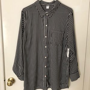 Old Navy Black and White Striped Blouse